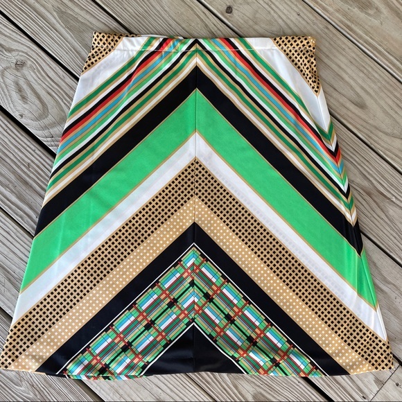 Vintage 70s polyester skirt plus size 18 striped - Picture 2 of 5